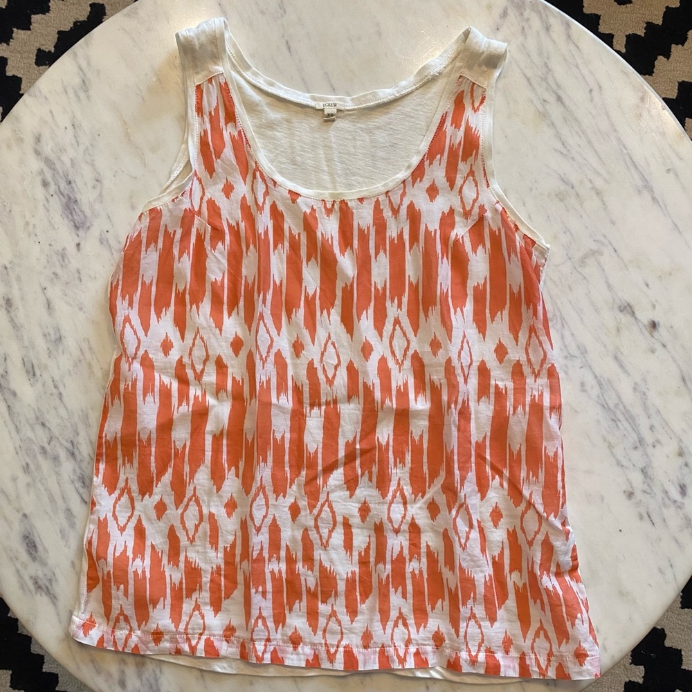 J. Crew XS Ikat Orange & Cream Sleeveless Top